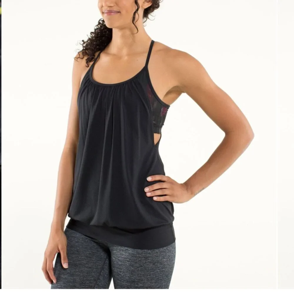 LULULEMON No Limits Tank Black/Midnight Iris Multi